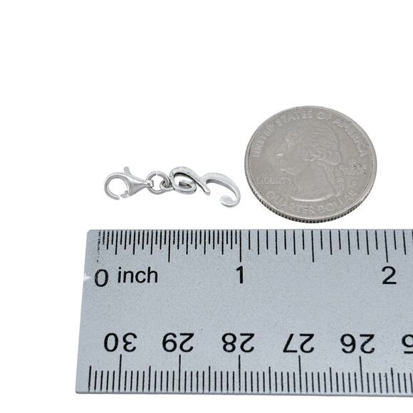 Sterling QG Silver 925 Letter "3" Charm Pendant - Picture 5 of 6